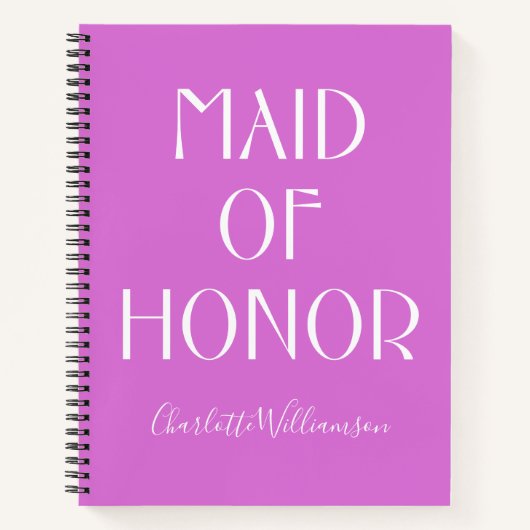 Maid of Honor Orchid Typography Name Wedding Notitieboek (Voorkant)
