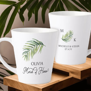 Maid of Honor Palm Leaf Bridal Party Latte Mok