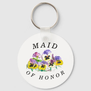 Maid of Honor Pansies Floral Vintage Wedding Sleutelhanger