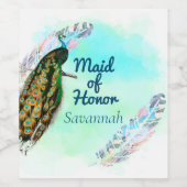 Maid of Honor  Peacock Favor Wijn Etiket (Enkel label)