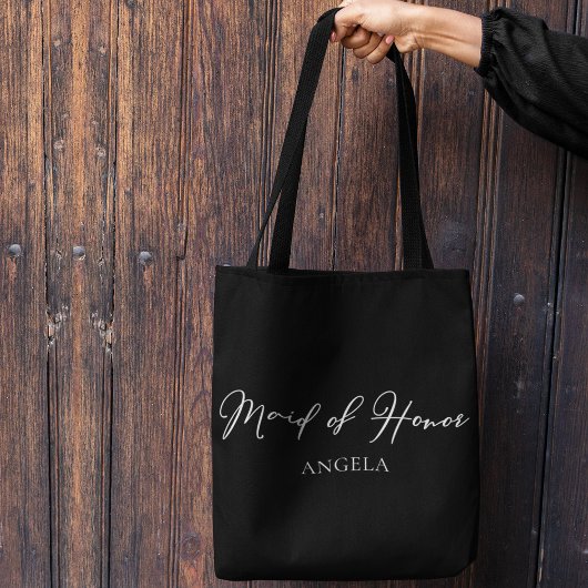 Maid of Honor Personalized Chic Minimalist Wedding Tote Bag