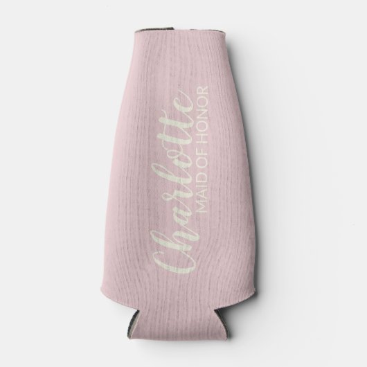 Maid of Honor Personalized Name | Blush roze Flesjeskoeler (Voorkant)