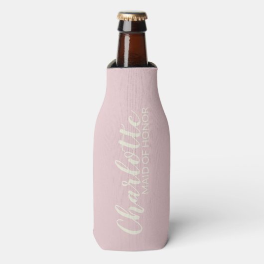 Maid of Honor Personalized Name | Blush roze Flesjeskoeler (Fles Voorkant)