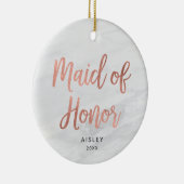 Maid of Honor Personalized Roos Gold Faux Marble Keramisch Ornament (Rechts)