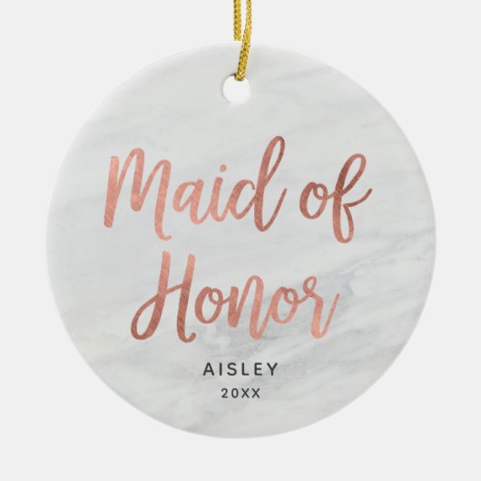 Maid of Honor Personalized Roos Gold Faux Marble Keramisch Ornament (Voorkant)