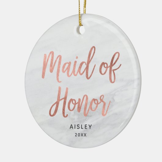 Maid of Honor Personalized Roos Gold Faux Marble Keramisch Ornament (Links)