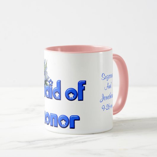 Maid of Honor Personalized Wedding Blue Mok (Voorkant rechts)