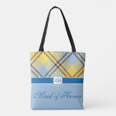 Maid of Honor Persoonlijke naam Tartan Bridesmaid Tote Bag (Achterkant)