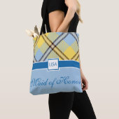 Maid of Honor Persoonlijke naam Tartan Bridesmaid Tote Bag (Dichtbij)
