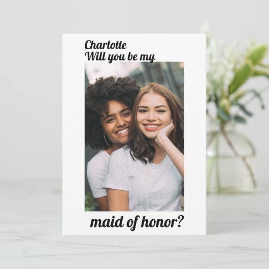 Maid of Honor Photo Wedding Personalized Kaart (Staand voorkant)