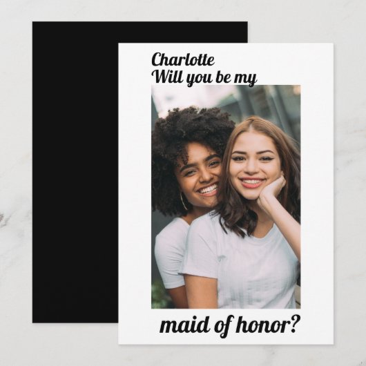 Maid of Honor Photo Wedding Personalized Kaart (Voorkant / Achterkant)