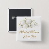 Maid of Honor Pin Vierkante Button 5,1 Cm (Voorkant /achterkant)