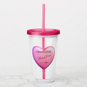 Maid of Honor Pink Bridal Party Personalized Acryl Drinkbeker