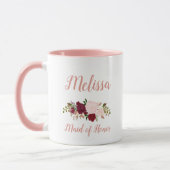 Maid of Honor Pink Marsala Floral Wedding Mok (Links)