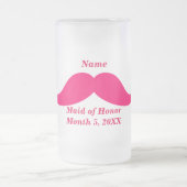 Maid of Honor Pink Mustache Frosted Glass Mok (Center)