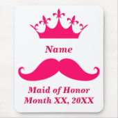 Maid of Honor Pink Mustache Mousepad Muismat (Voorkant)
