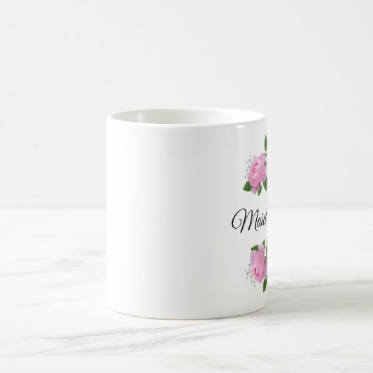 Maid of Honor Pink Roses Personalized Coffee Mok (Center)