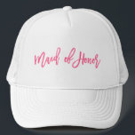 Maid of Honor Pink Script Trucker Pet<br><div class="desc">Zegt "dienstmeisje van eer" met een trendy borstelscript in heet roze</div>
