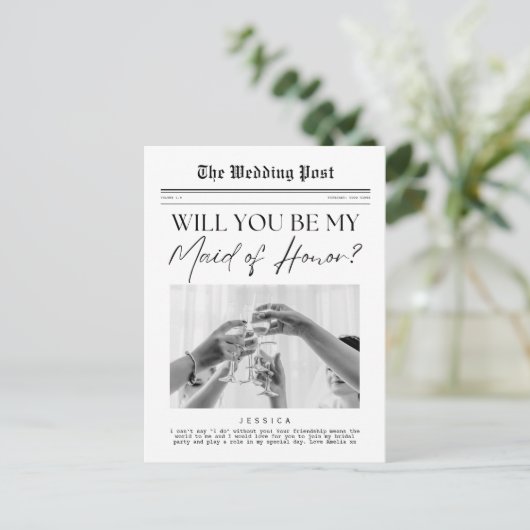 Maid of Honor Proposal, een Amerikaanse  krant Briefkaart (Staand voorkant)