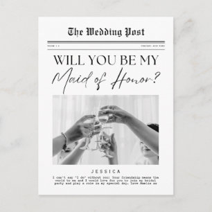 Maid of Honor Proposal, een Amerikaanse  krant Briefkaart