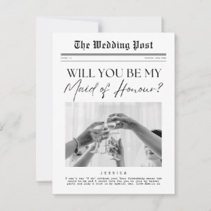 Maid of Honor Proposal, een Britse  krant Briefkaart