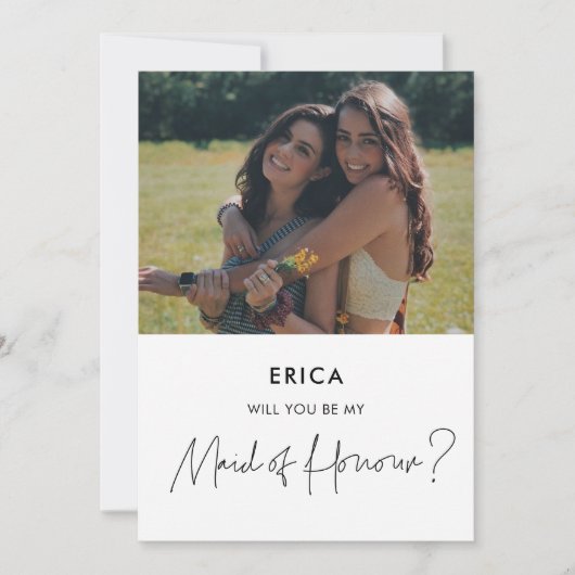 Maid of Honor proposal foto card UK version Kaart (Voorkant)