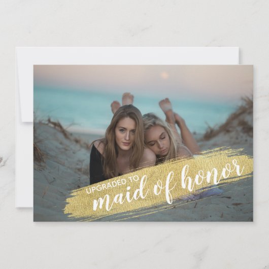 Maid of Honor proposal Invitation Gold Brush Kaart (Voorkant)