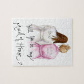 Maid of Honor? Puzzle Br lomg Bride Dk Bl Bun MOH Legpuzzel (Horizontaal)