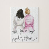 Maid of Honor? Puzzle Dark Curls Bride Dk Bl Bun Legpuzzel (Verticaal)