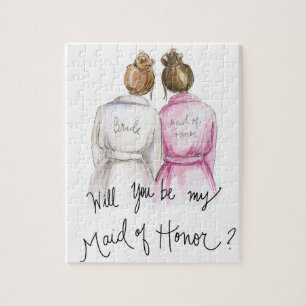 Maid of Honor? Puzzle Dk Bl Bun Bride Br Bun MOH Legpuzzel