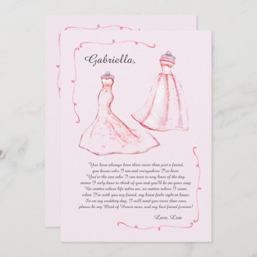 Maid of Honor Request Card Kaart (Voorkant / Achterkant)