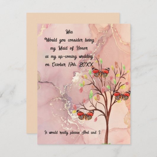 Maid of Honor Request Fall Wedding Event Notitiekaartje (Voorkant / Achterkant)