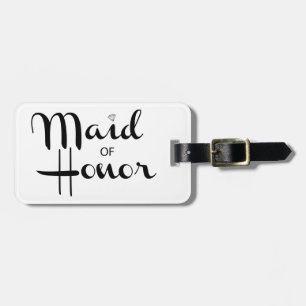 Maid of Honor Retro Script Bagagelabel