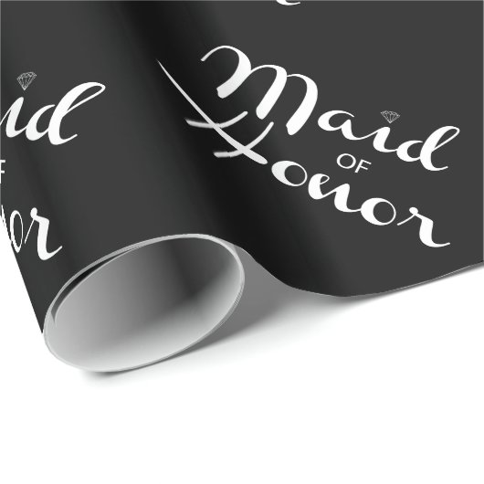 Maid of Honor Retro Script Cadeaupapier (Rol Hoek)
