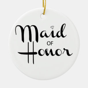 Maid of Honor Retro Script Keramisch Ornament