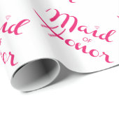 Maid of Honor Retro Script Pink Cadeaupapier (Rol Hoek)