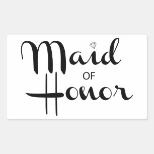 Maid of Honor Retro Script Rechthoekige Sticker