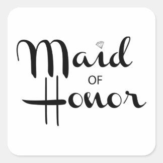 Maid of Honor Retro Script Vierkante Sticker
