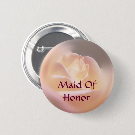 Maid of Honor Roos Flower Button (Voorkant /achterkant)