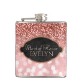 Maid of Honor Roos Gold Glitter Custom Wedding Heupfles (Voorkant)