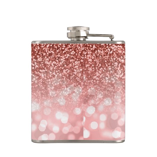 Maid of Honor Roos Gold Glitter Custom Wedding Heupfles (Achterkant)