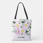 Maid of Honor Roze Bloemen Waterverf Huwelijk Tote Bag (Achterkant)