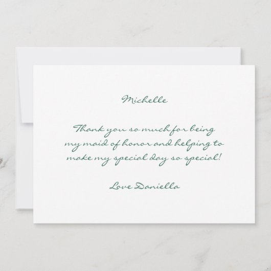 Maid of Honor Roze Bloemenbrief Bruiloft Bedankkaart (Achterkant)