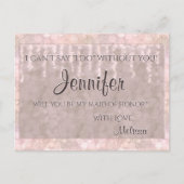 Maid of Honor -  roze bokeh-lampen Uitnodiging Briefkaart (Voorkant)