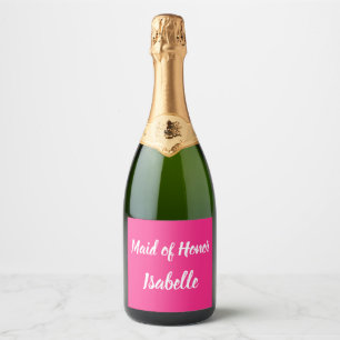 Maid of Honor roze Custom Name Gifts Wedding Sparkling Wijnetiket