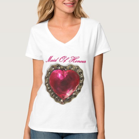 Maid of Honor roze hart T-shirt (Voorkant)