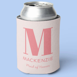 Maid of Honor Roze Monogram Naam Blikjeskoeler