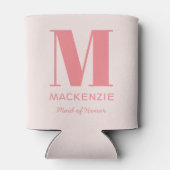Maid of Honor Roze Monogram Naam Blikjeskoeler (Achterkant)