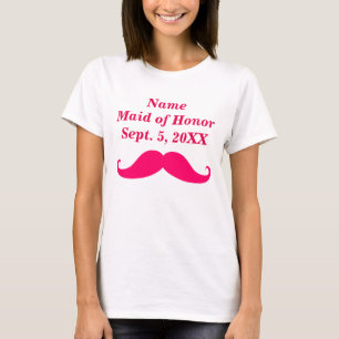 Maid of Honor Roze Mustache Vrouwen Basic T-shirt