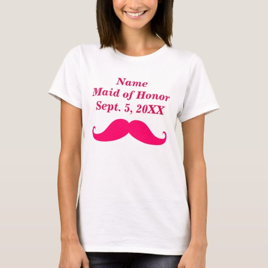 Maid of Honor Roze Mustache Vrouwen Basic T-shirt (Voorkant)